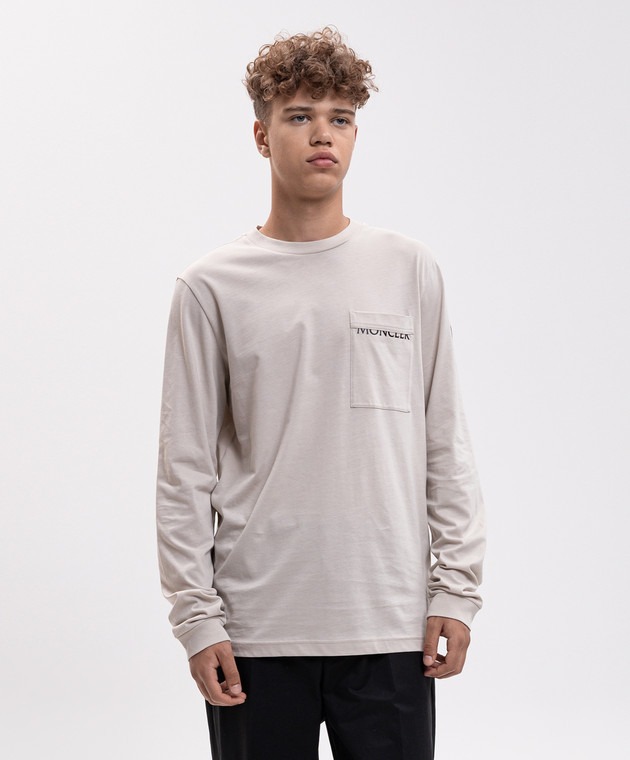 Moncler Бежевий лонгслів з нашивкою логотипа L20918D0001089B8Q зображення 3