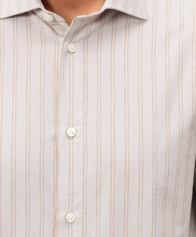 Peserico Бежевая рубашка в полоску R56042L1RD00596 изображение 5
