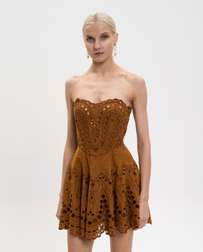 Charo Ruiz Коричневое платье мини Bail 263601