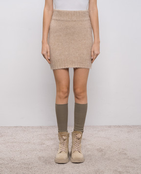 Demiur Бежевая юбка мини с шерстью альпаки ALP106