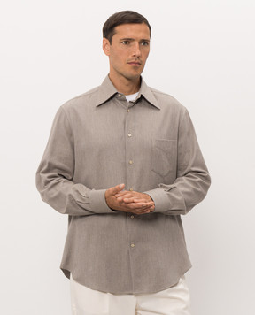 Brunello Cucinelli Серая рубашка в узор MY6370621