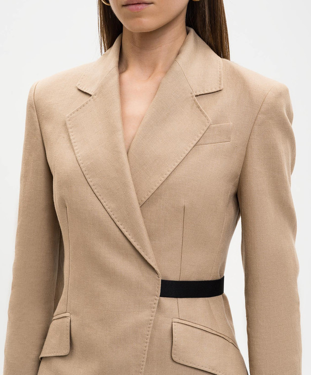 Max Mara Бежевый жакет на запах из льна MXSFIONDA изображение 5