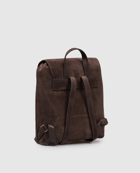 Brunello Cucinelli Темно-коричневый замшевый рюкзак с тиснением логотипа MBDLB2826P
