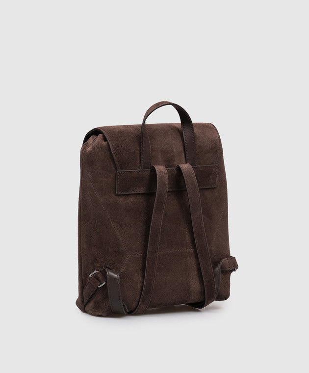 Brunello Cucinelli Темно-коричневий замшевий рюкзак з тисненням логотипа MBDLB2826P зображення 3