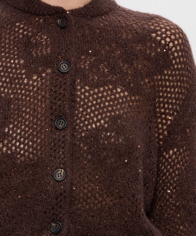 Brunello Cucinelli Коричневий кардиган з вовною MFA790106 зображення 5