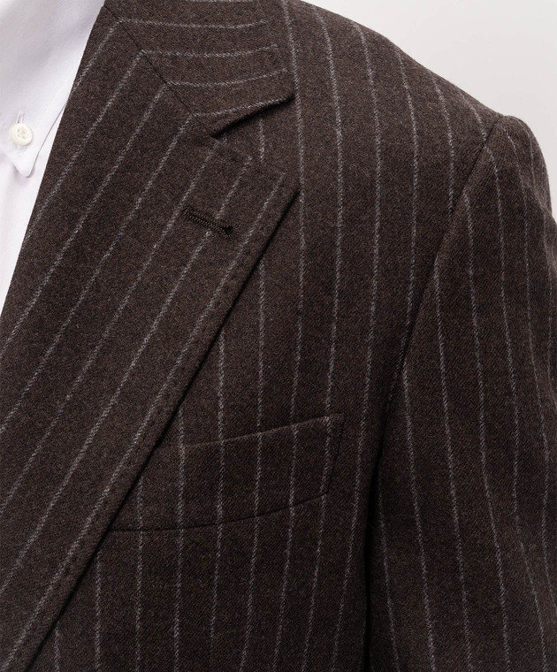 Brunello Cucinelli Коричневий костюм з вовни та кашеміру в смужку MV440LDTHH зображення 5