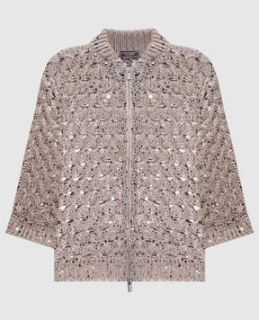 Peserico Бежевий кардиган у візерунок з паєтками E99168F039329A