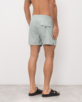 Canali Зелені шорти для плавання в брендовий принт UA0010193024