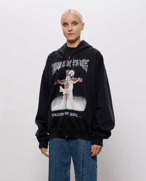 Vetements Черная спортивная куртка COF JESUS MH27ZU208Bw