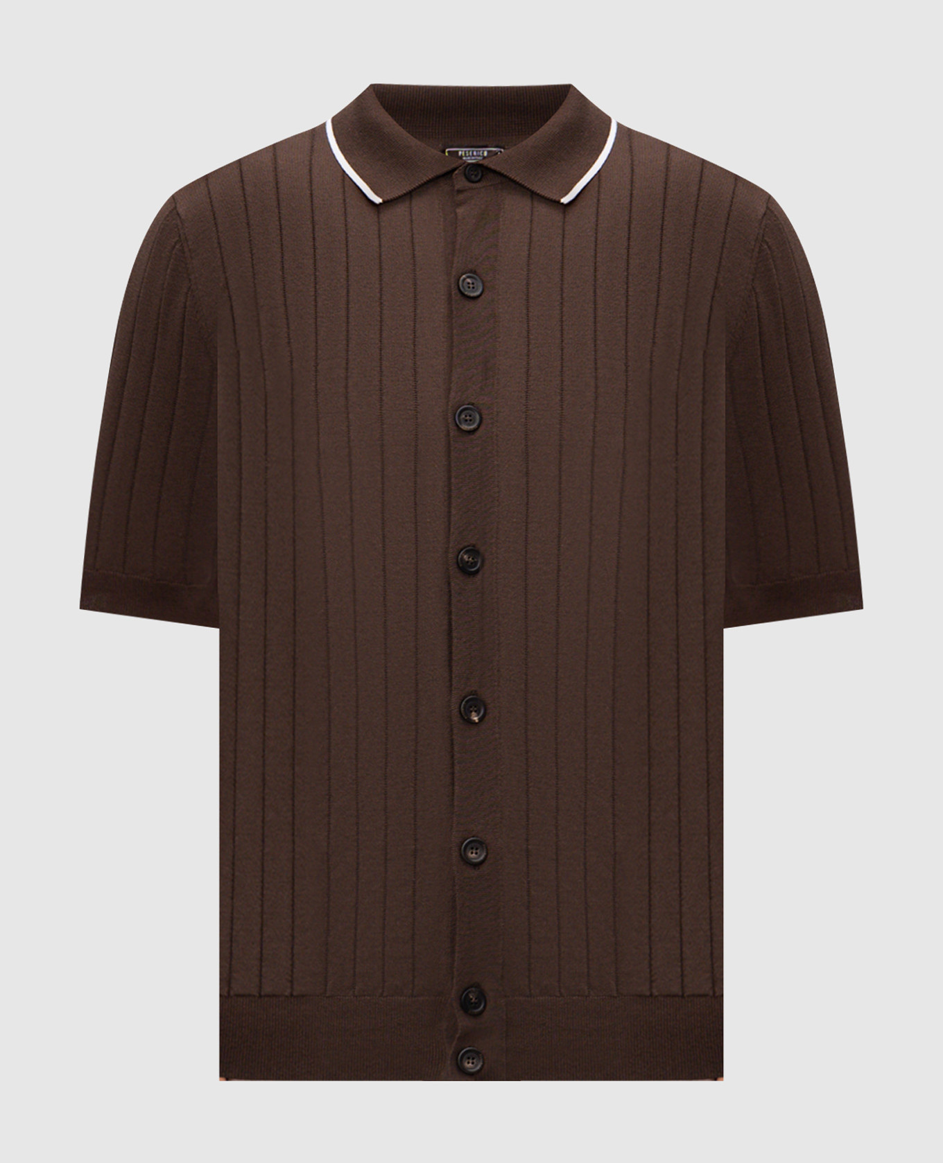 Коричневая рубашка в рубчик с короткими рукавами