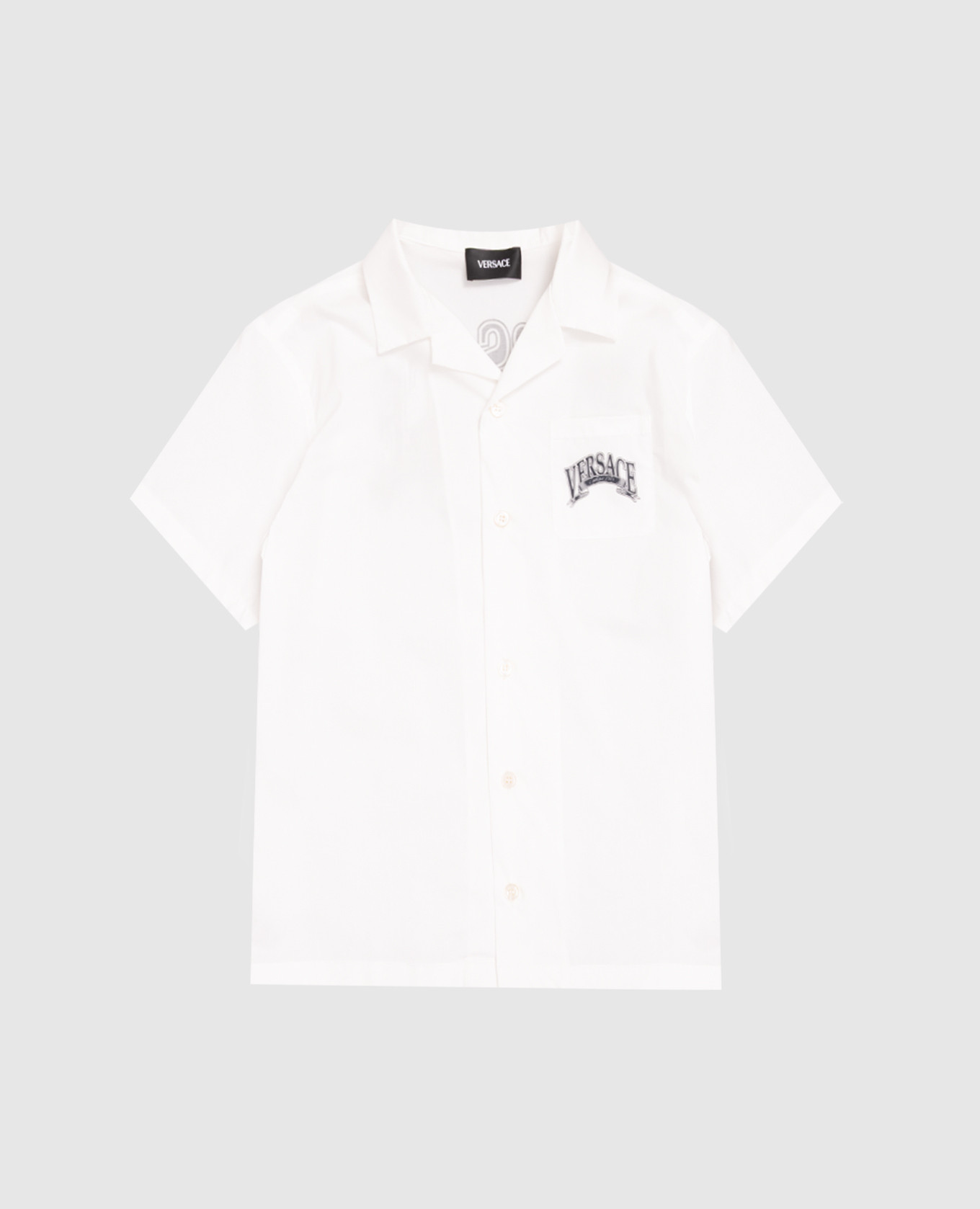 

Детская белая рубашка с принтом логотипа, Белый, С коротким рукавом