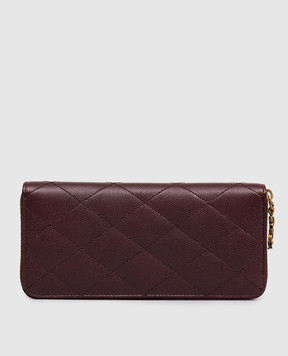 Saint Laurent Бордовый кожаный кошелек с геометрической стежкой 862485AAGA8