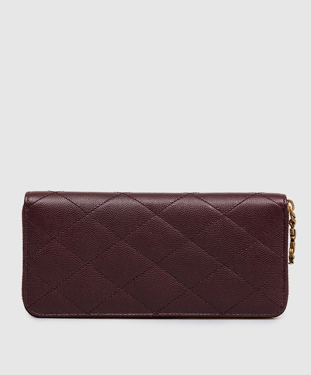 Saint Laurent Бордовый кожаный кошелек с геометрической стежкой 862485AAGA8 изображение 2