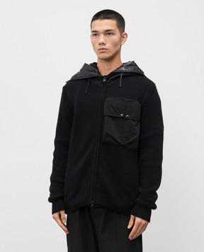 C.P. Company Чорний кардиган з вовною з капюшоном MKN245A110149M