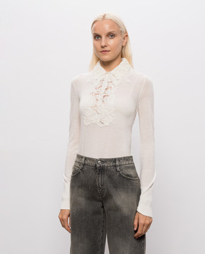 Ermanno Scervino Джемпер цвета айвори из шерсти D495M311APATL