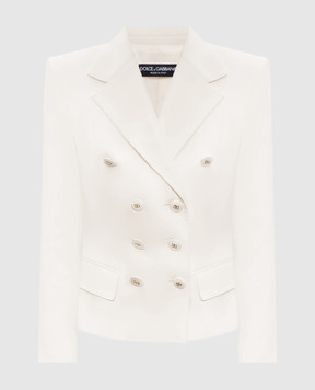 Dolce&Gabbana двубортный жакет цвета айвори из шерсти F27ACTFUBGC