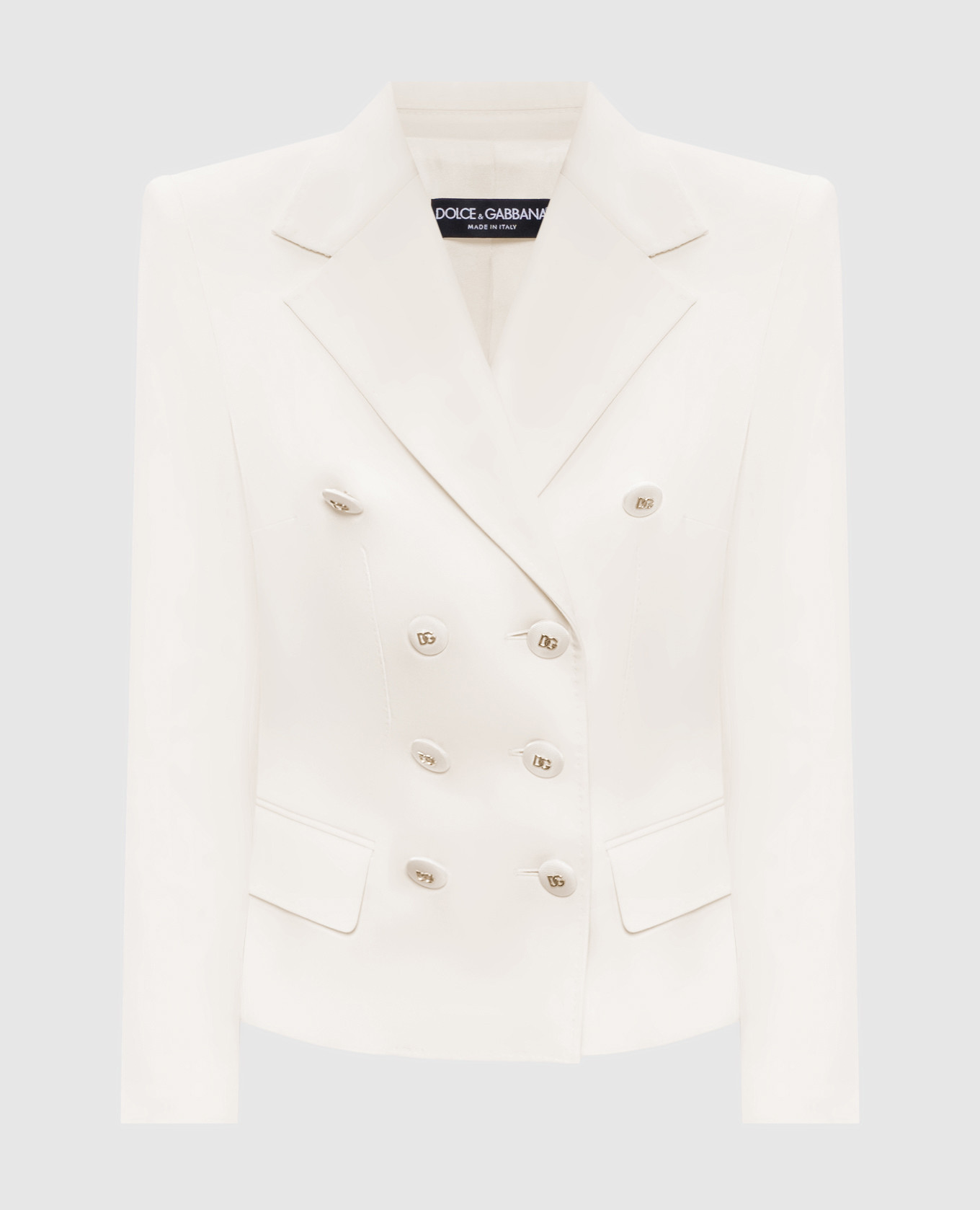 

двубортный жакет цвета айвори из шерсти, Бежевый, Жакеты