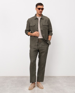 CAPOBIANCO Зелені штани з льону 20M811LL00