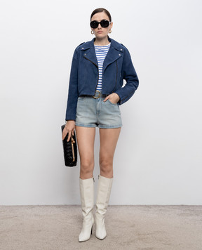 Babe Pay Pls Синя замшева укорочена косуха 2516SUEDE