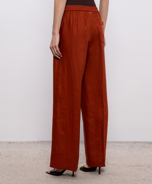 Twinset Терракотовые брюки из льна 261TT2302 изображение 3