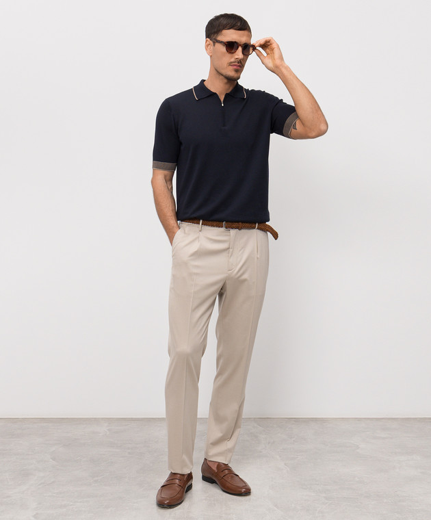 Peserico Синее поло с окантовкой R59478F149173N изображение 2