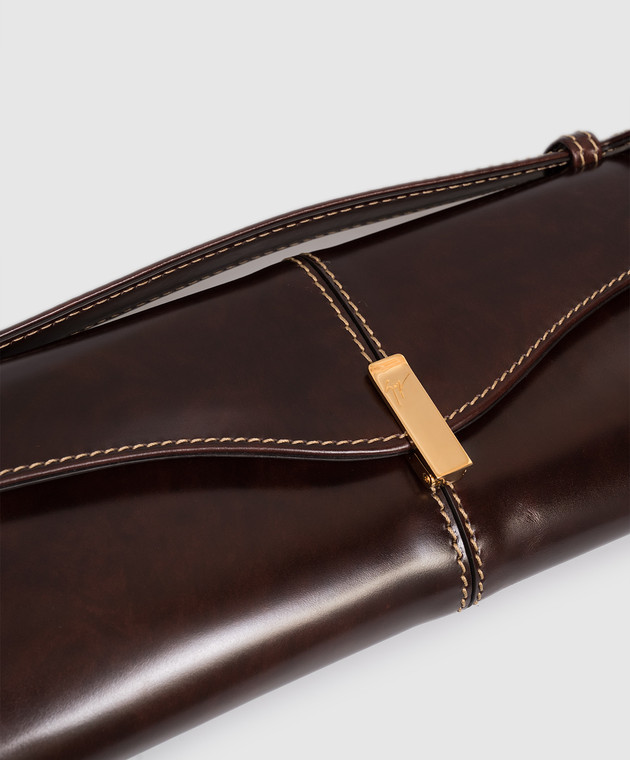 Giuseppe Zanotti Коричневий шкіряний глянцевий клатч Borse EB60007 зображення 4