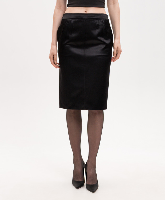 Saint Laurent Черная юбка-карандаш Cassandre 863981Y1K44 изображение 3