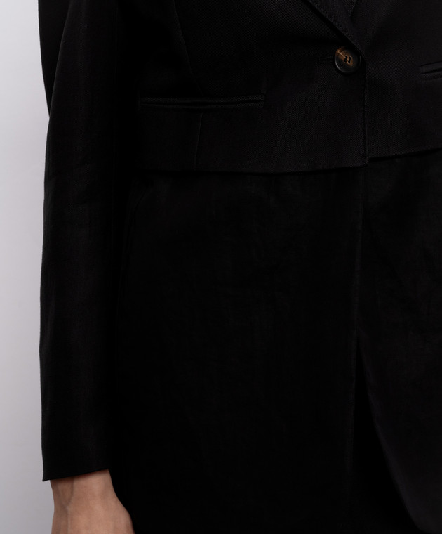 Brunello Cucinelli Чорний жакет з льоном MH1267181 зображення 5