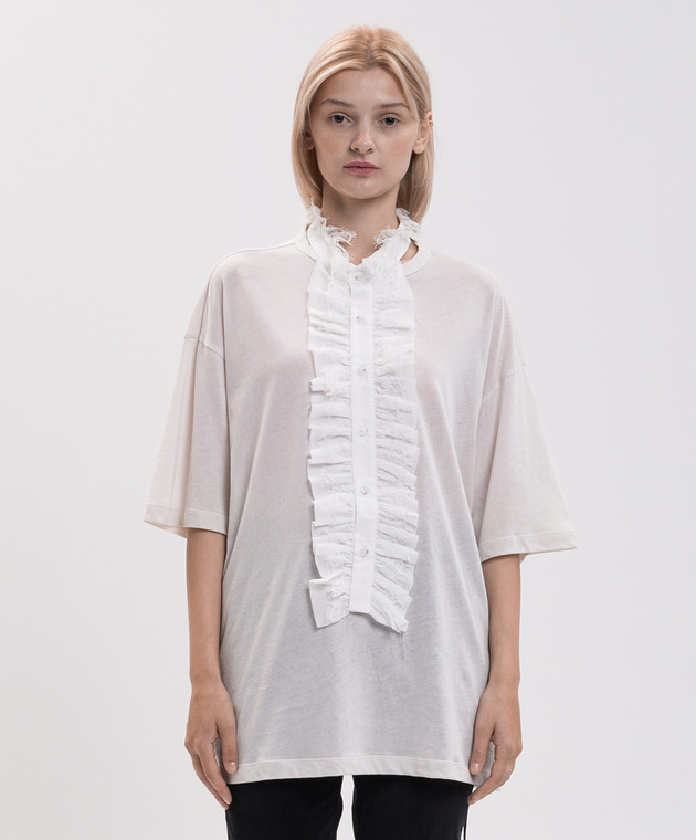 Ann Demeulemeester Футболка Idun кольору айворі з коміром B0014674FA206 зображення 3