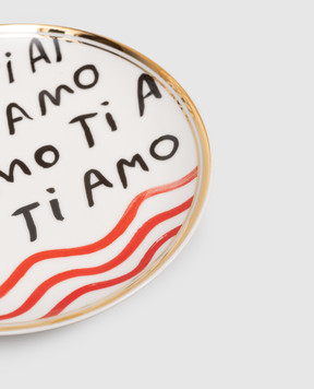 Bitossi Home Белая фарфоровая тарелка для хлеба I Love You FTB00269