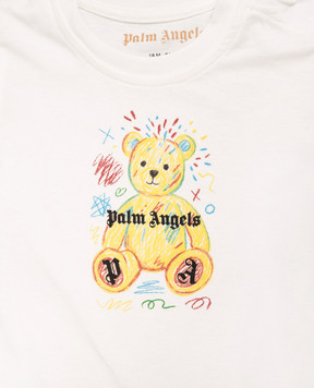 Palm Angels Дитяча біла футболка з принтом логотипа F6PANGTH195