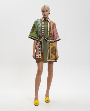 Alemais Зеленое платье Contina со льном 6536D