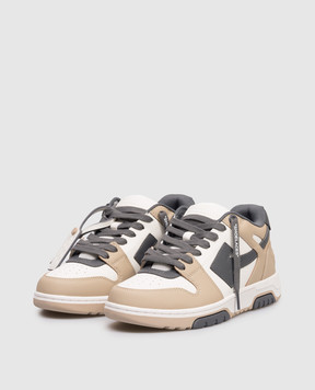 Off-White Бежеві шкіряні кросівки Out Of Office OWIA259S26LEA003