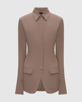 Thierry Mugler Коричневий жакет в стилі сорочки з вовною 26S1VE04831032