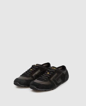 Balmain Чорні замшеві кросівки Racer з логотипом GM1VI410LTNA