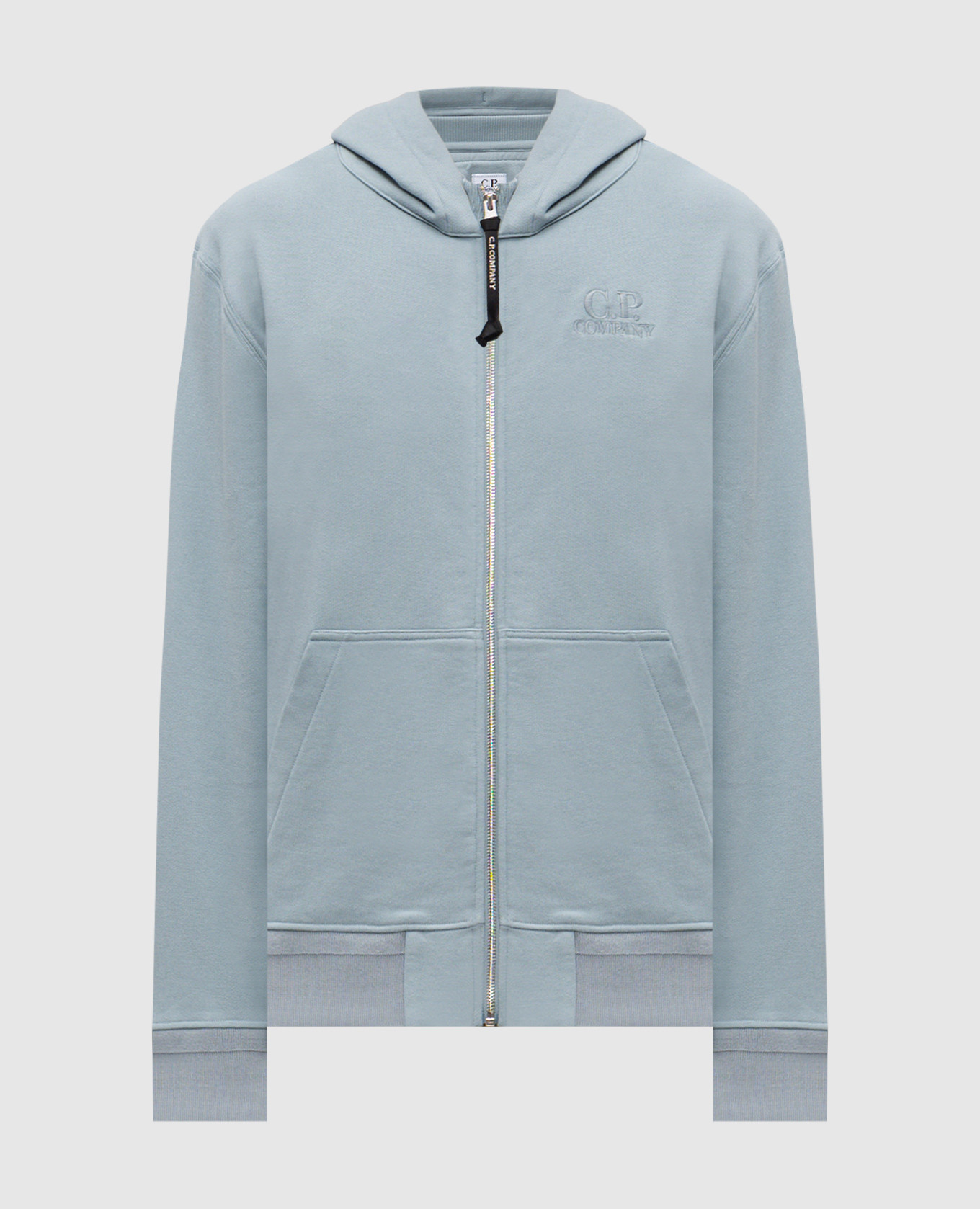 Голубая спортивная куртка с вышивкой логотипа