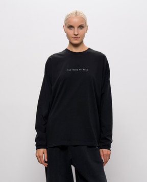 Vetements Черный лонгслив с надписью MH27LS198Bw