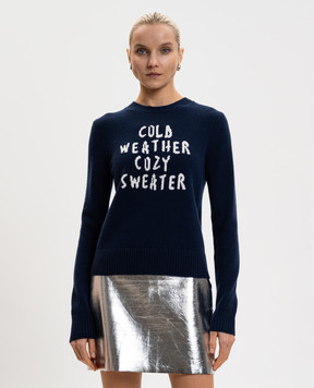 Max & Co Синий свитер FONTANA из шерсти и кашемира MCLFONTANA