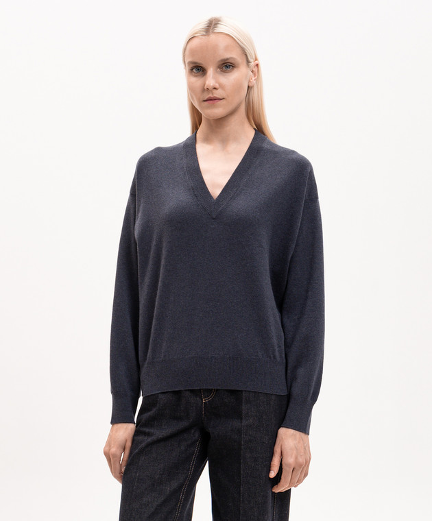 Brunello Cucinelli Синий пуловер из кашемира M12244412P изображение 3