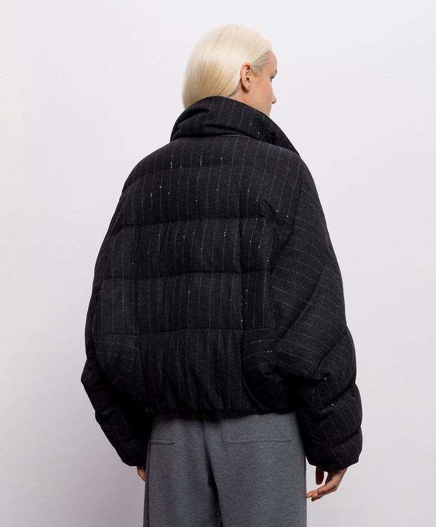 Brunello Cucinelli Серая пуховая куртка с шерстью в полоску MG5767484 изображение 4