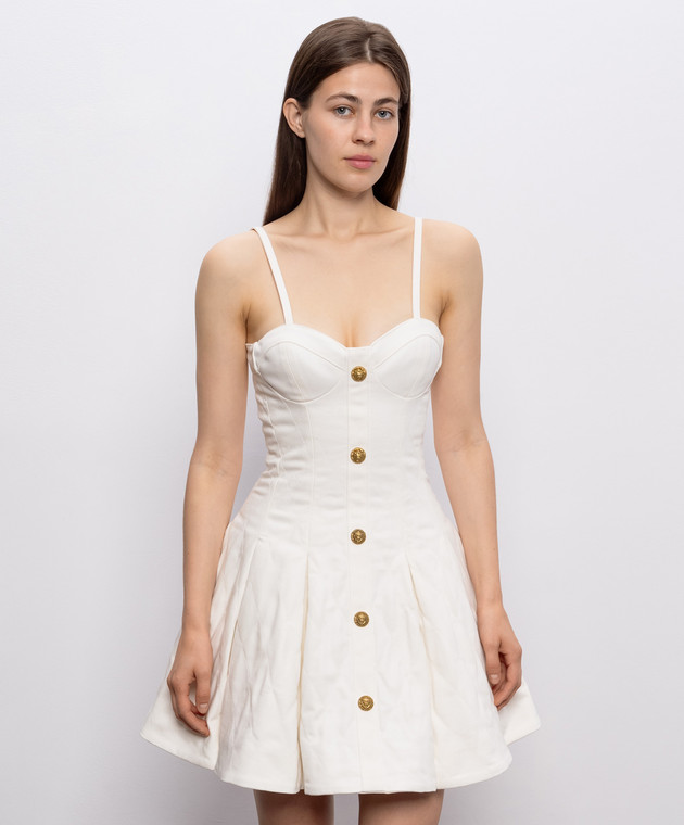 Balmain Платье-бюстье цвета айвори HF1R2601DG14 изображение 3