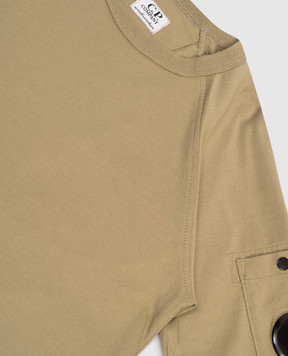 C.P. Company Дитяча футболка кольору хакі з патчем логотипа CMM00RLAA171014