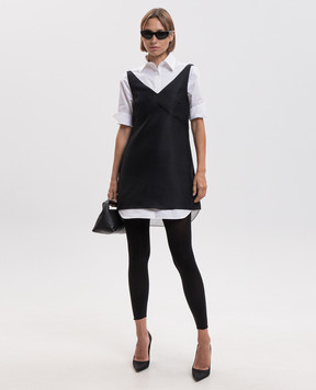 Balenciaga Черное платье-рубашка из шерсти и шелка A00296TUT22