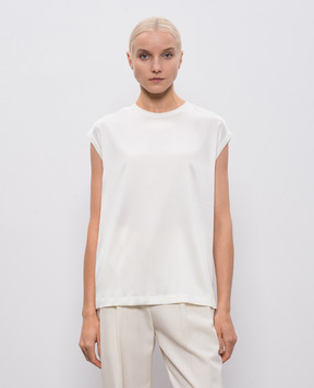 Brunello Cucinelli Белый топ из шелка с цепочкой мониль M0C59EH500