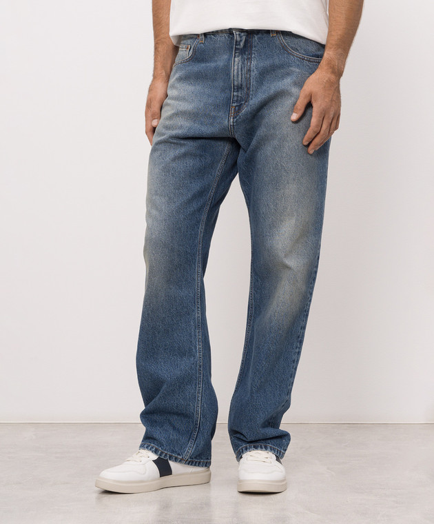 Maison Margiela MM6 Синие джинсы с эффектом потертости SH0LA0039M30058 изображение 3