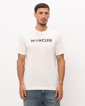 Moncler Футболка цвета айвори с принтом логотипа L20918C0005189B8Q