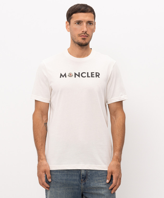 Moncler Футболка цвета айвори с принтом логотипа L20918C0005189B8Q изображение 3