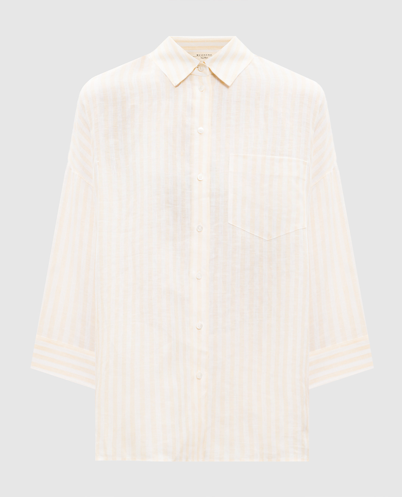 Желтая рубашка PANETTO в полоску из льна