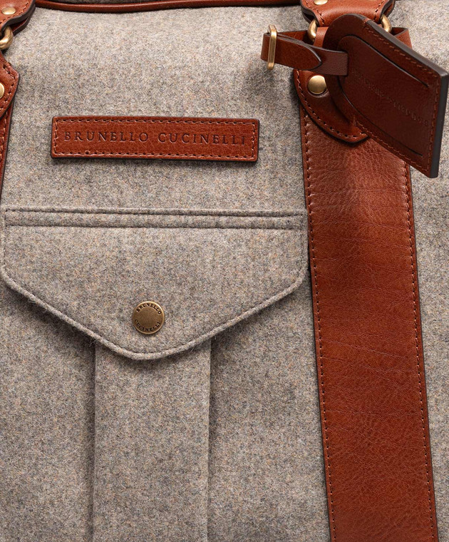 Brunello Cucinelli Серая комбинированная дорожная сумка Street MBPABU394 изображение 4