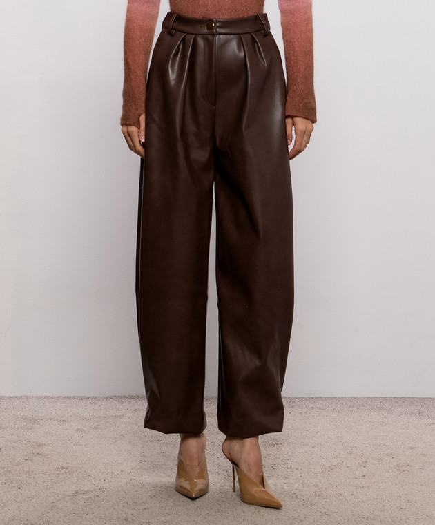 Rowen Rose Коричневые брюки PNTRR286ECOLEATHER изображение 3